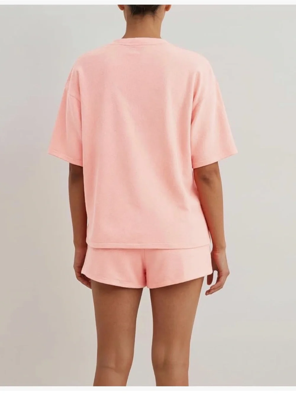 NWT Pink Loungewear Jammie Coverup Short Set - Pocket Tee & Drawstring Shorts-S - Picture 9 of 14